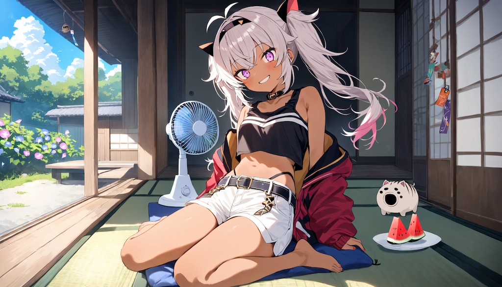 縁側とスイカ - 魔使マオ / にじさんじ