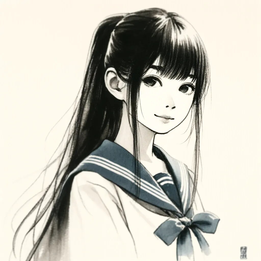 水墨画風でJK | の人気AIイラスト・グラビア