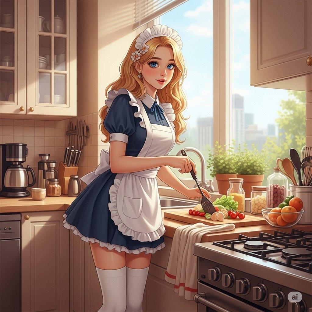 金髪メイド | の人気AIイラスト・グラビア