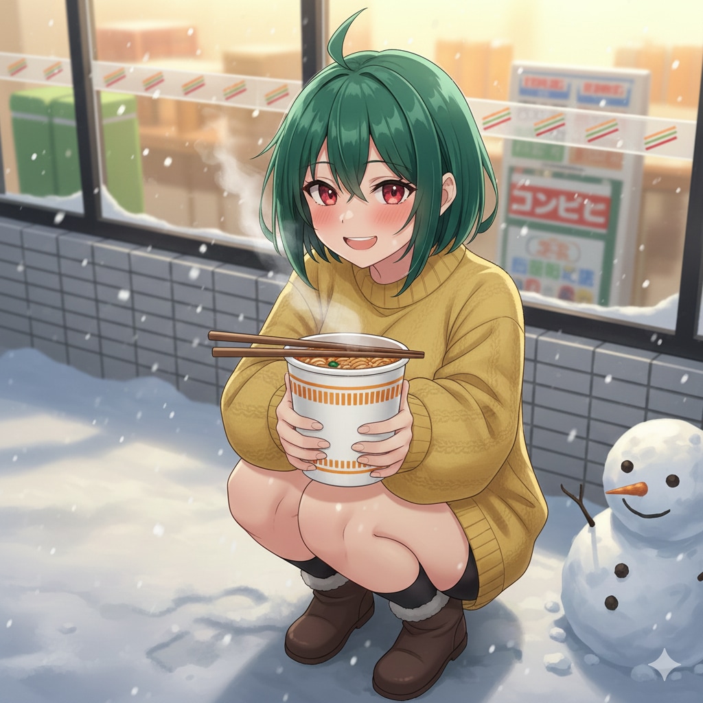 んー…ひいもはふぇう？（君も食べる？）