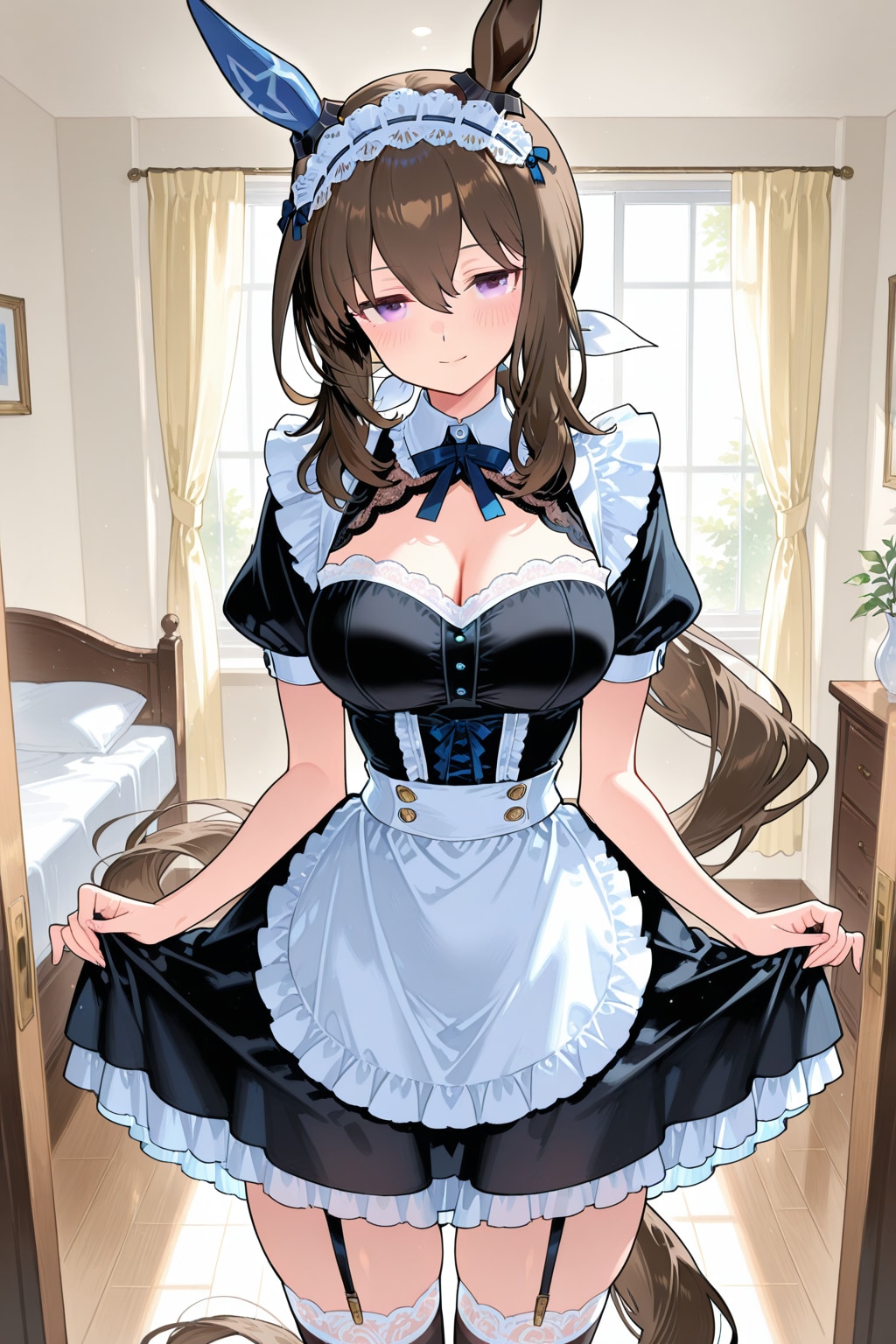 スカートをひらりと