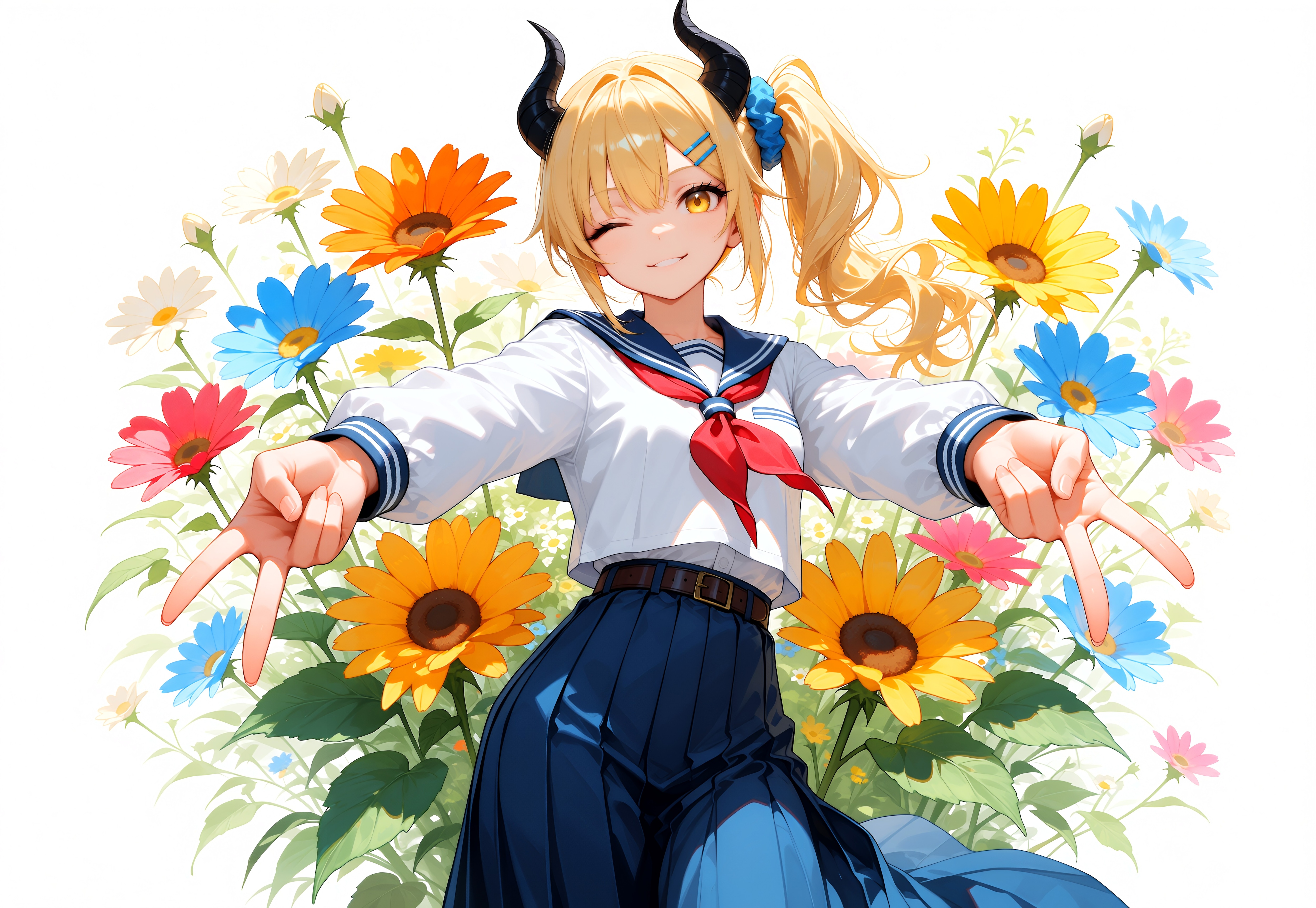 花とギャルピースと女鬼高生さん | の人気AIイラスト・グラビア