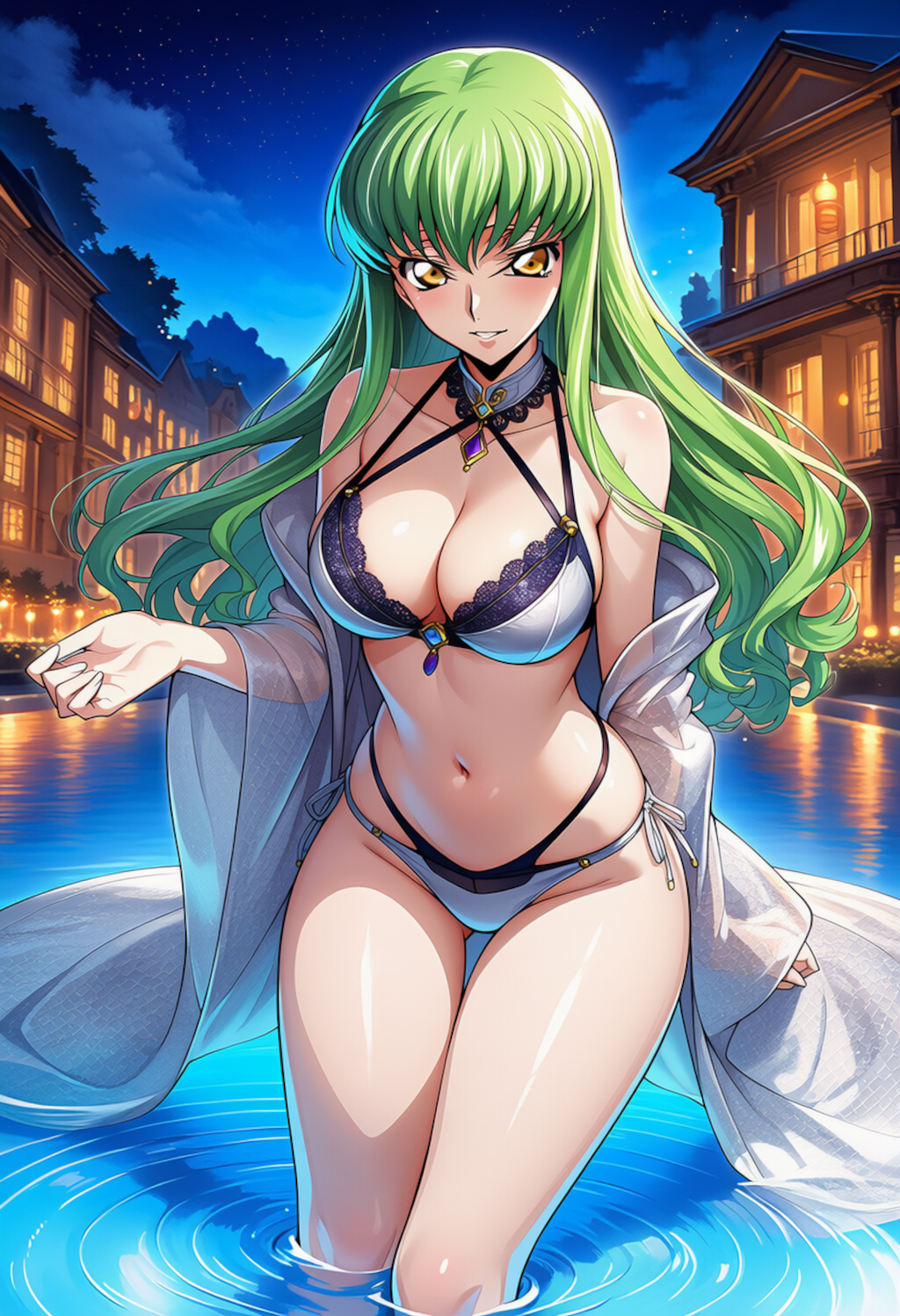 月灯りの広場に残る余韻 — Moonlit Plaza, Velvet Desire
