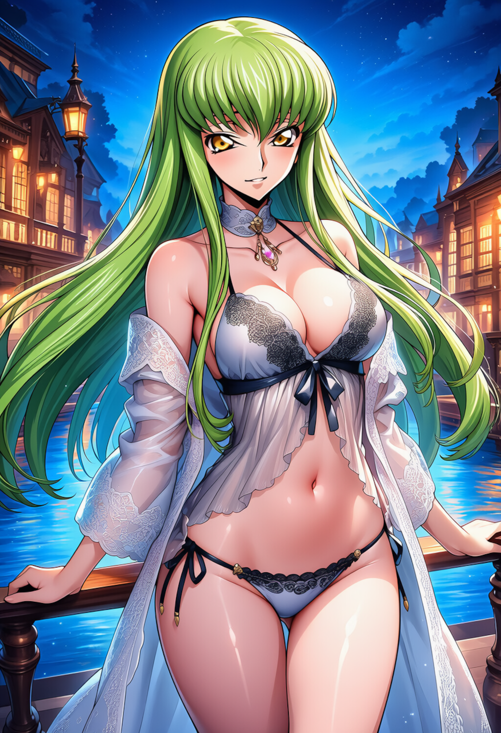 月灯りの広場に残る余韻 — Moonlit Plaza, Velvet Desire