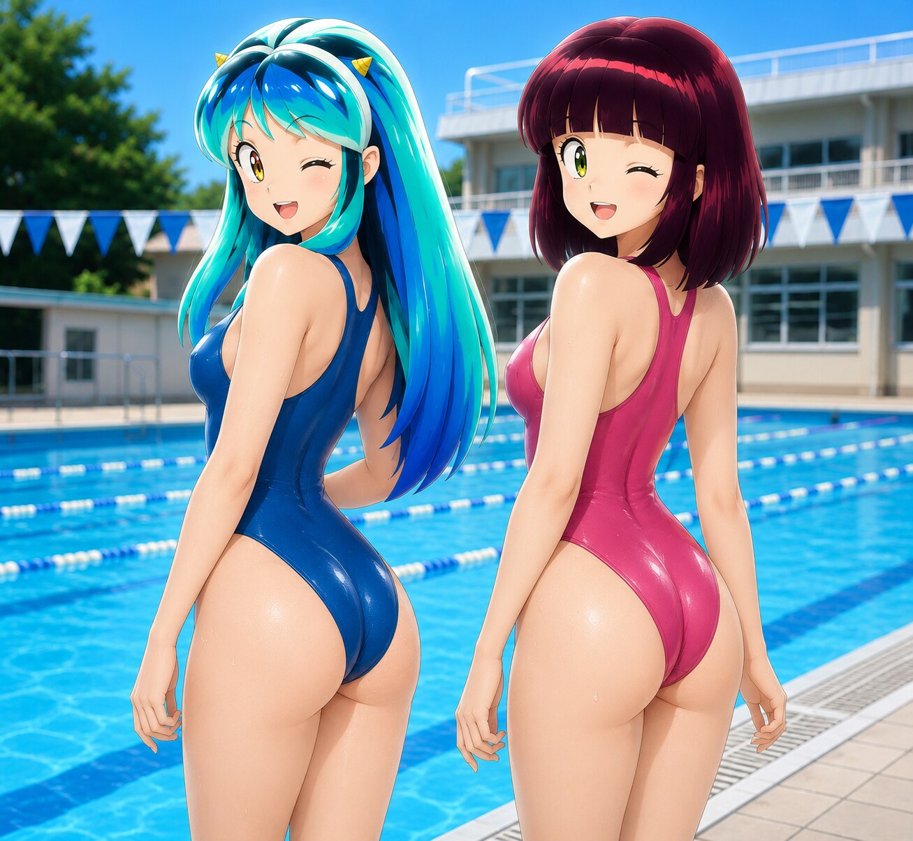 プール授業のラムちゃんとしのぶ2