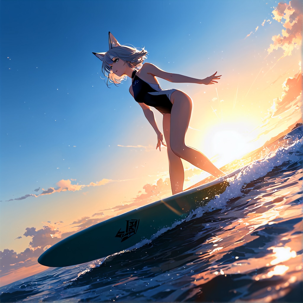 風に吹かれて波乗りシロコ