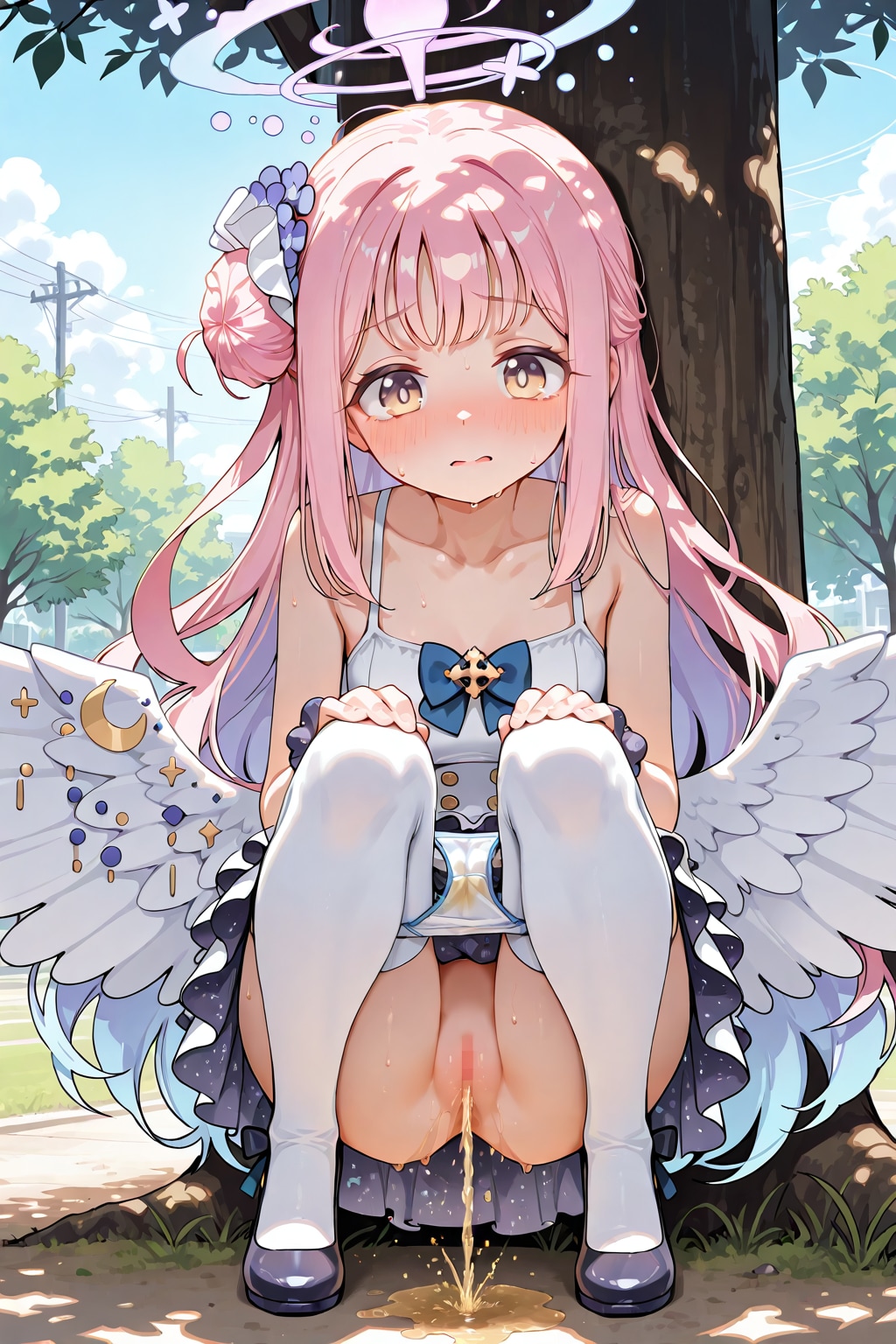 木陰でお漏らし