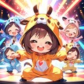 ダンシングするキリン着ぐるみちび子ちゃん 2枚目