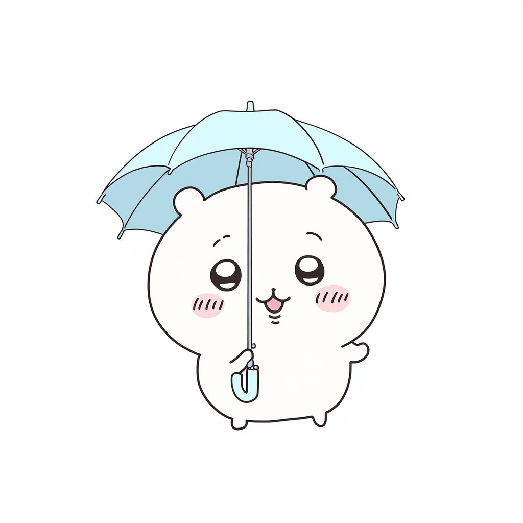 傘を差すちいかわ