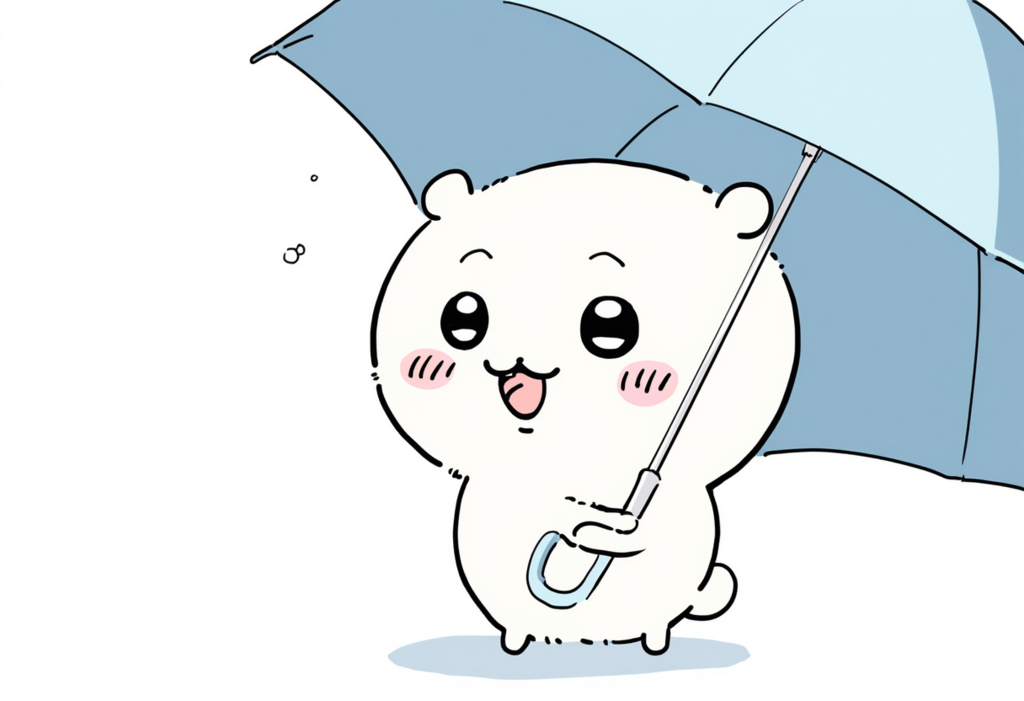 傘を差すちいかわ