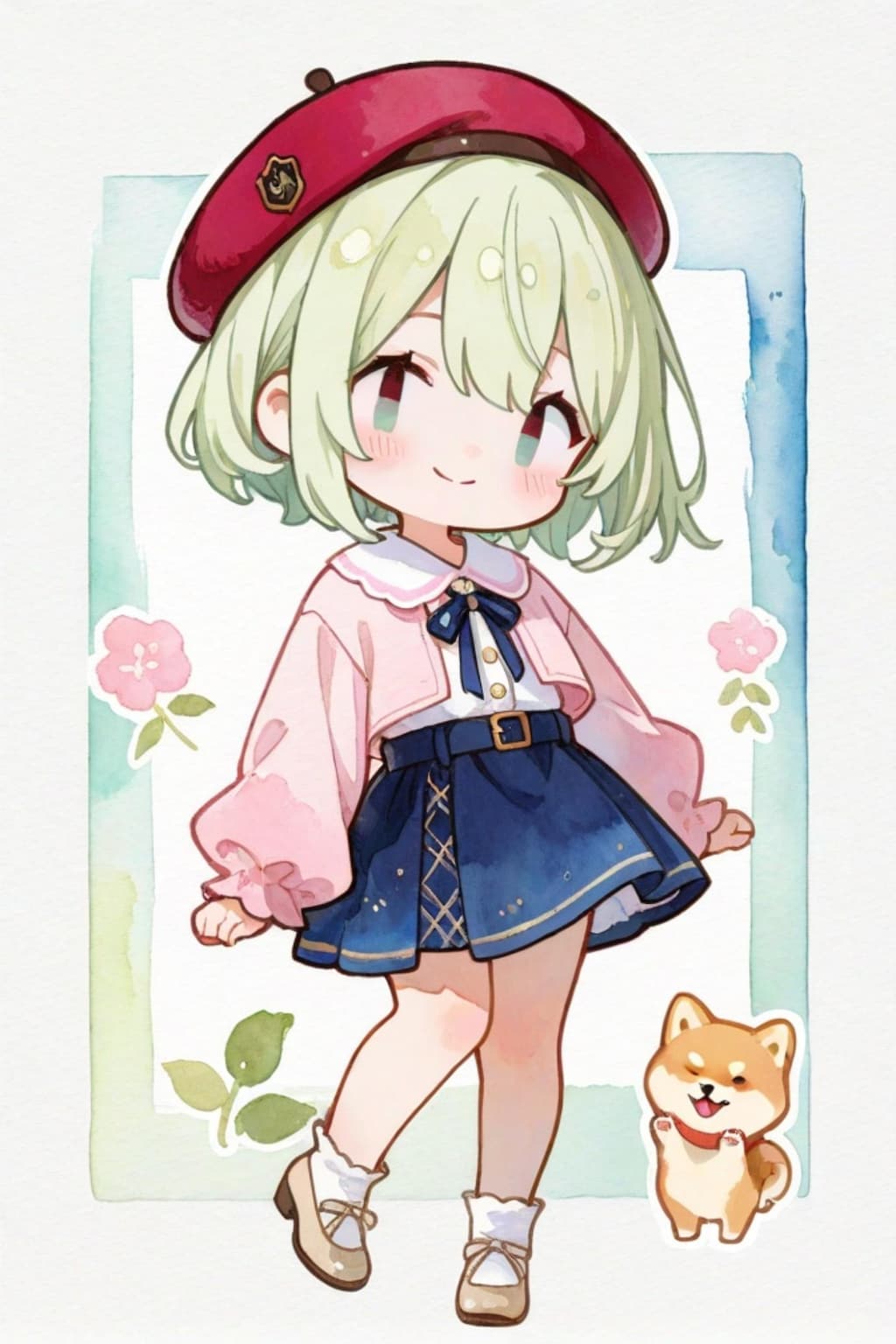 柴犬と緑髪ちゃん