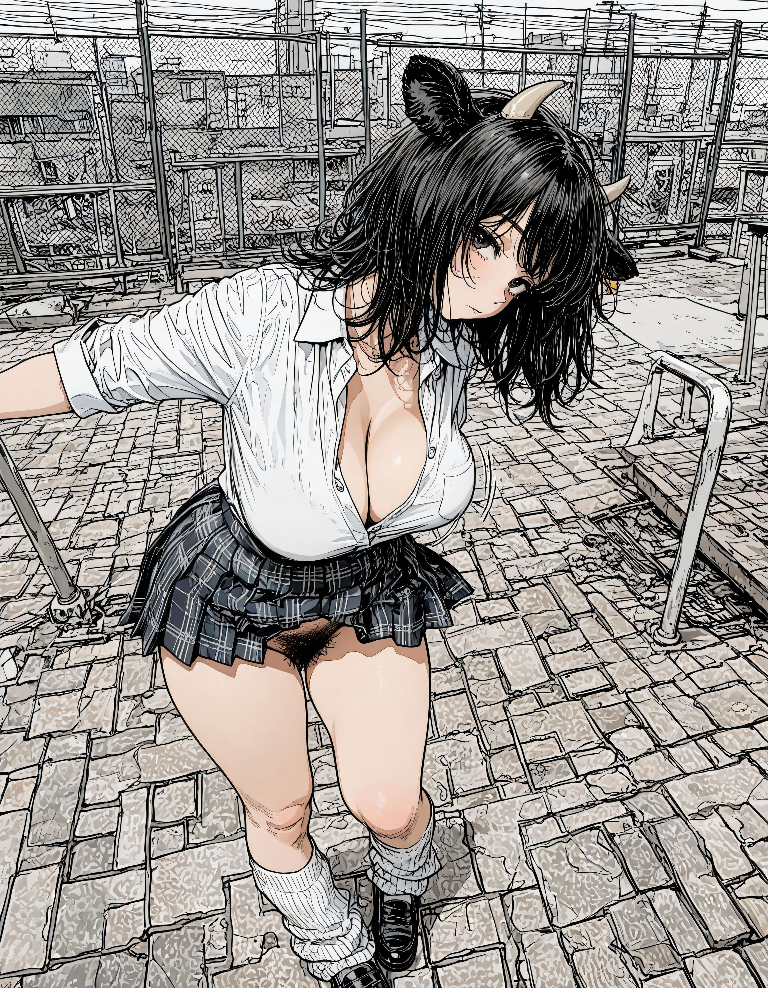 牛角制服と陰毛