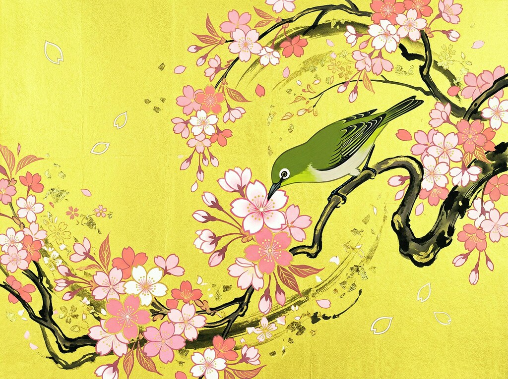 メジロと桜