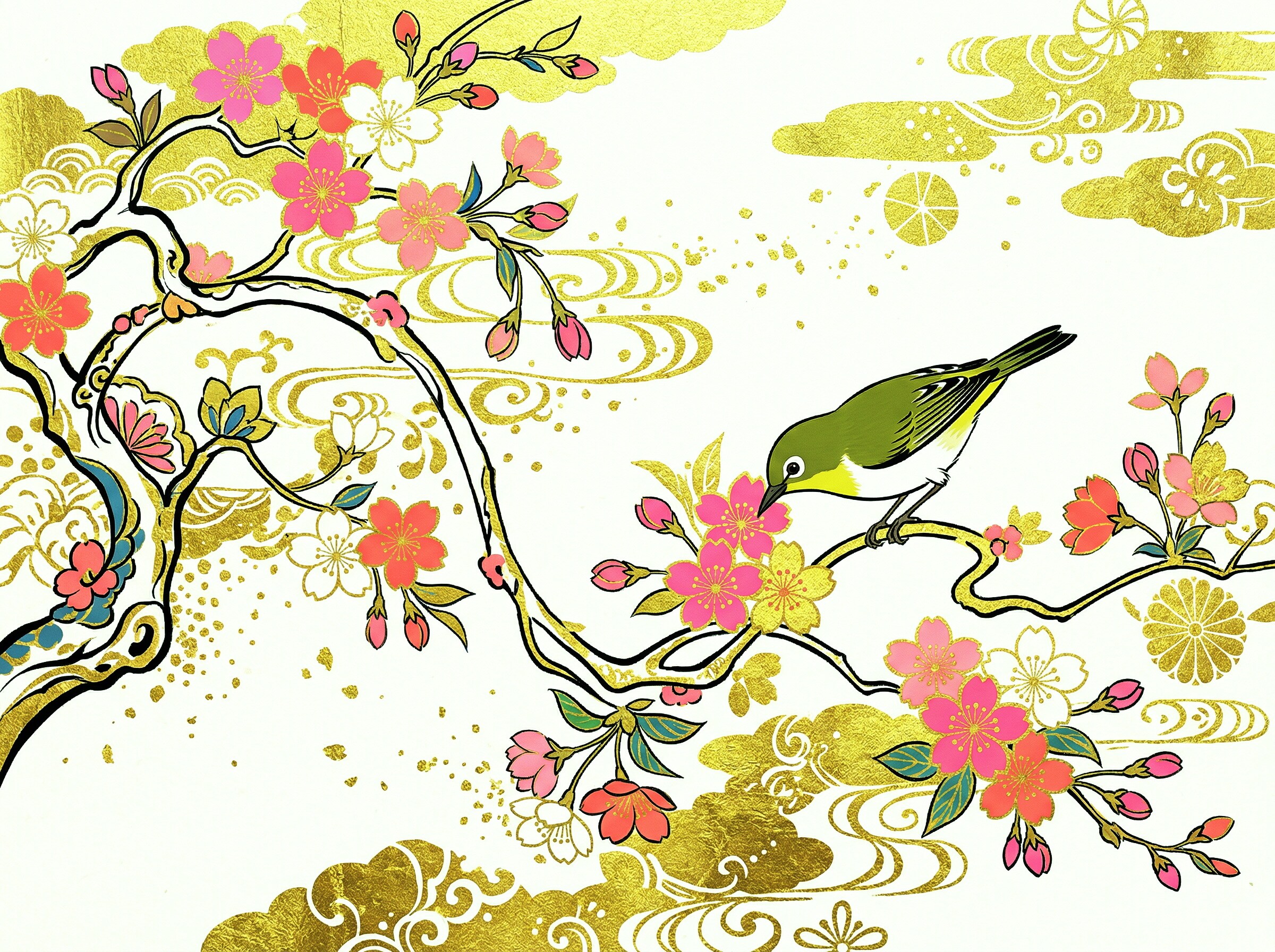 メジロと桜