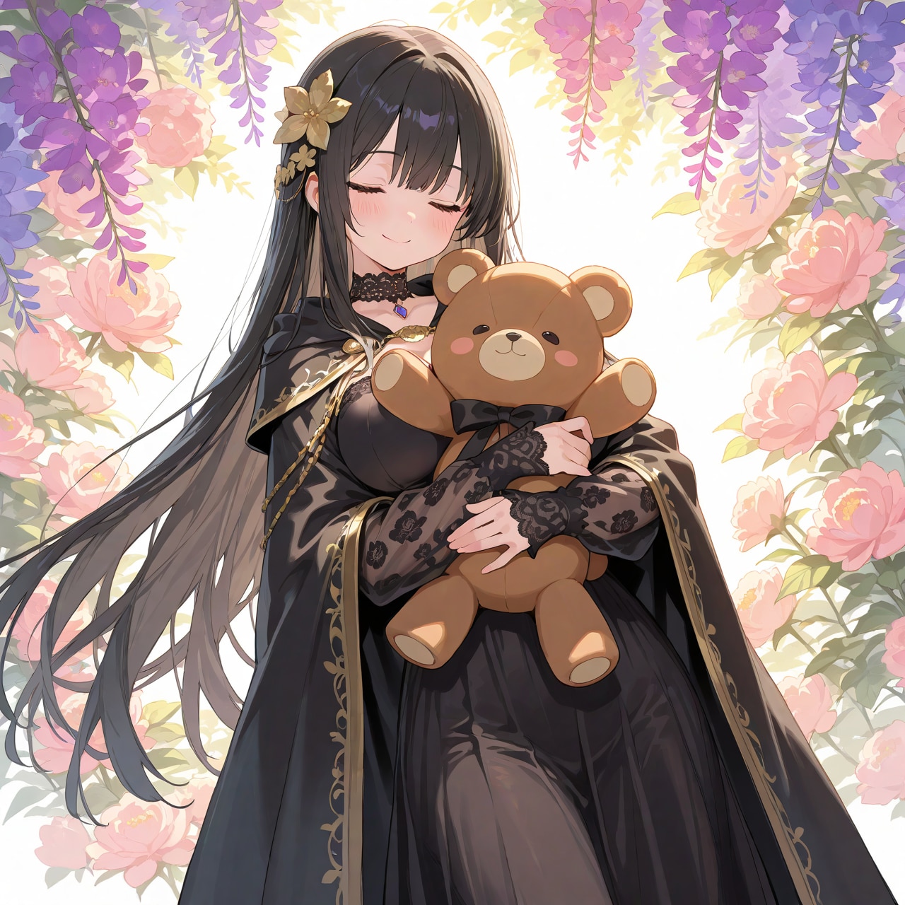 お花とくまさんと黒姫様