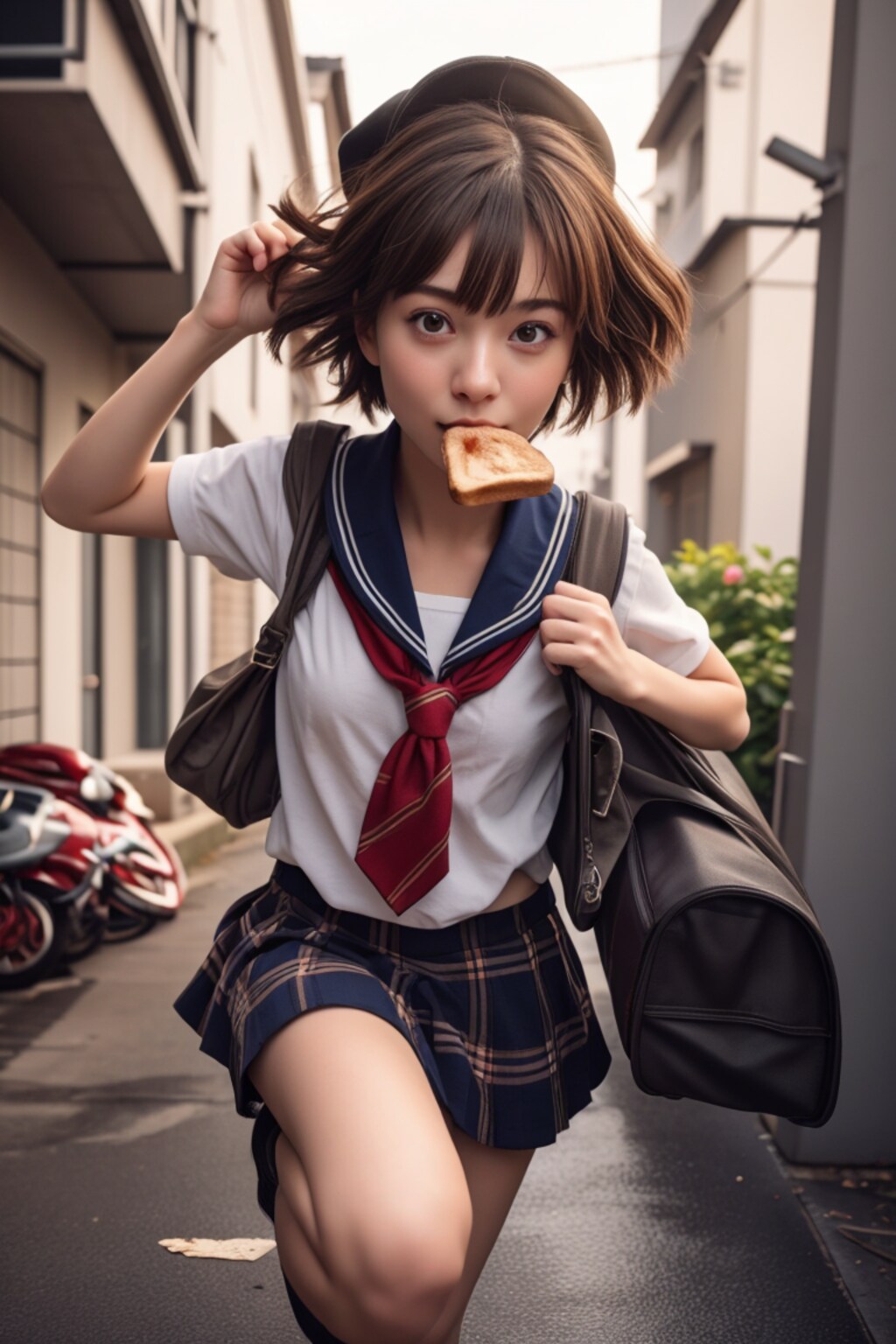 「いっけな～～い、ちっ、遅刻するぅ～～～」