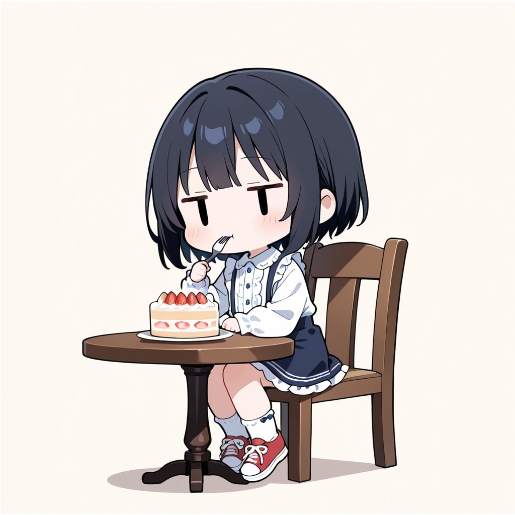 ホールケーキを食べる