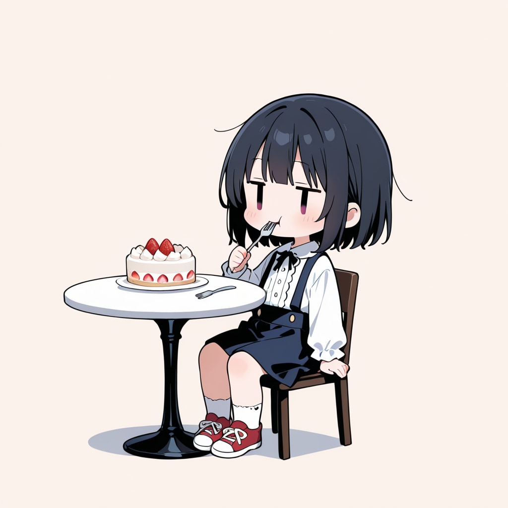 ホールケーキを食べる