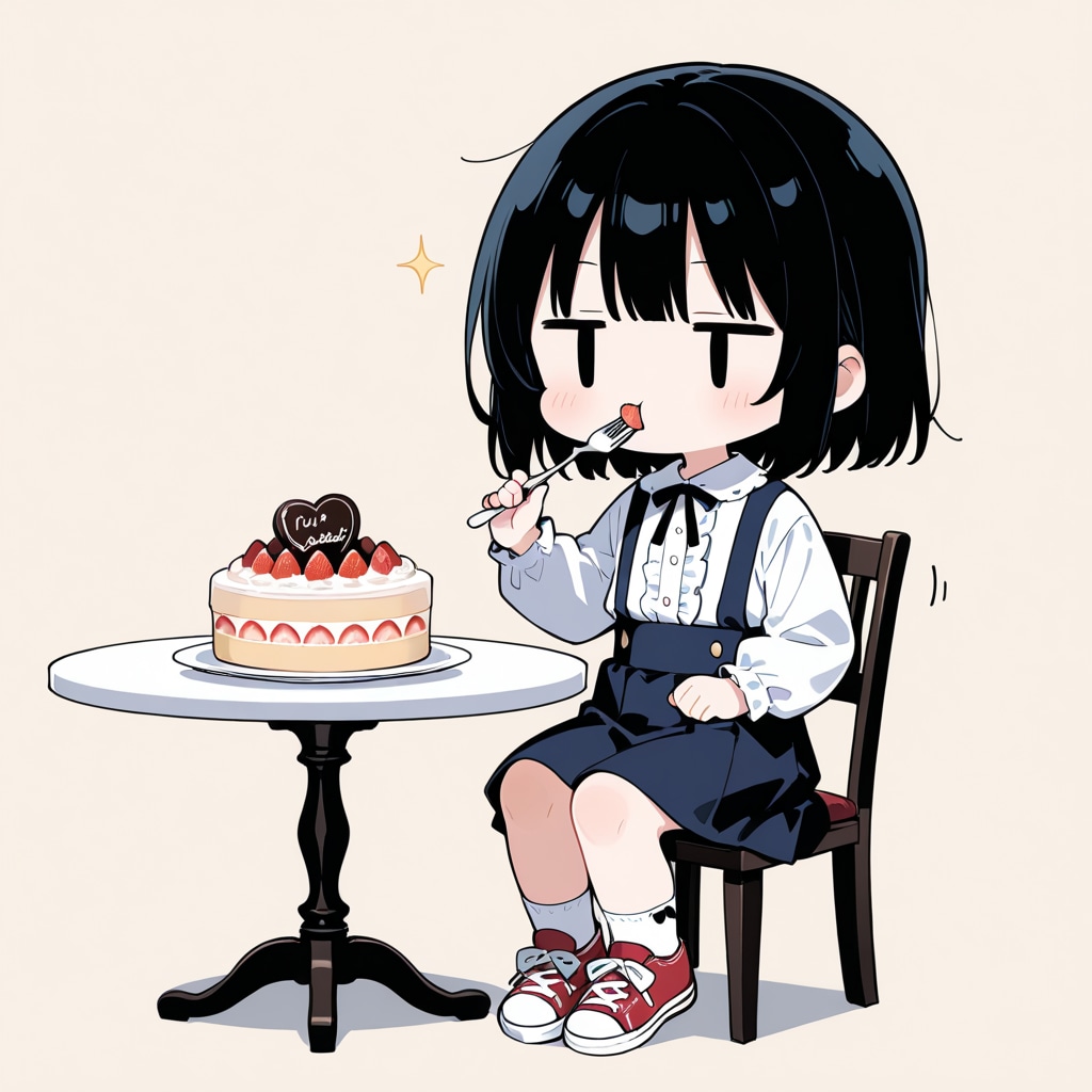 ホールケーキを食べる
