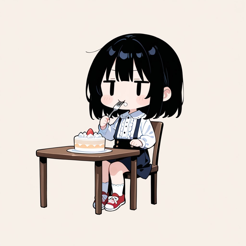 ホールケーキを食べる
