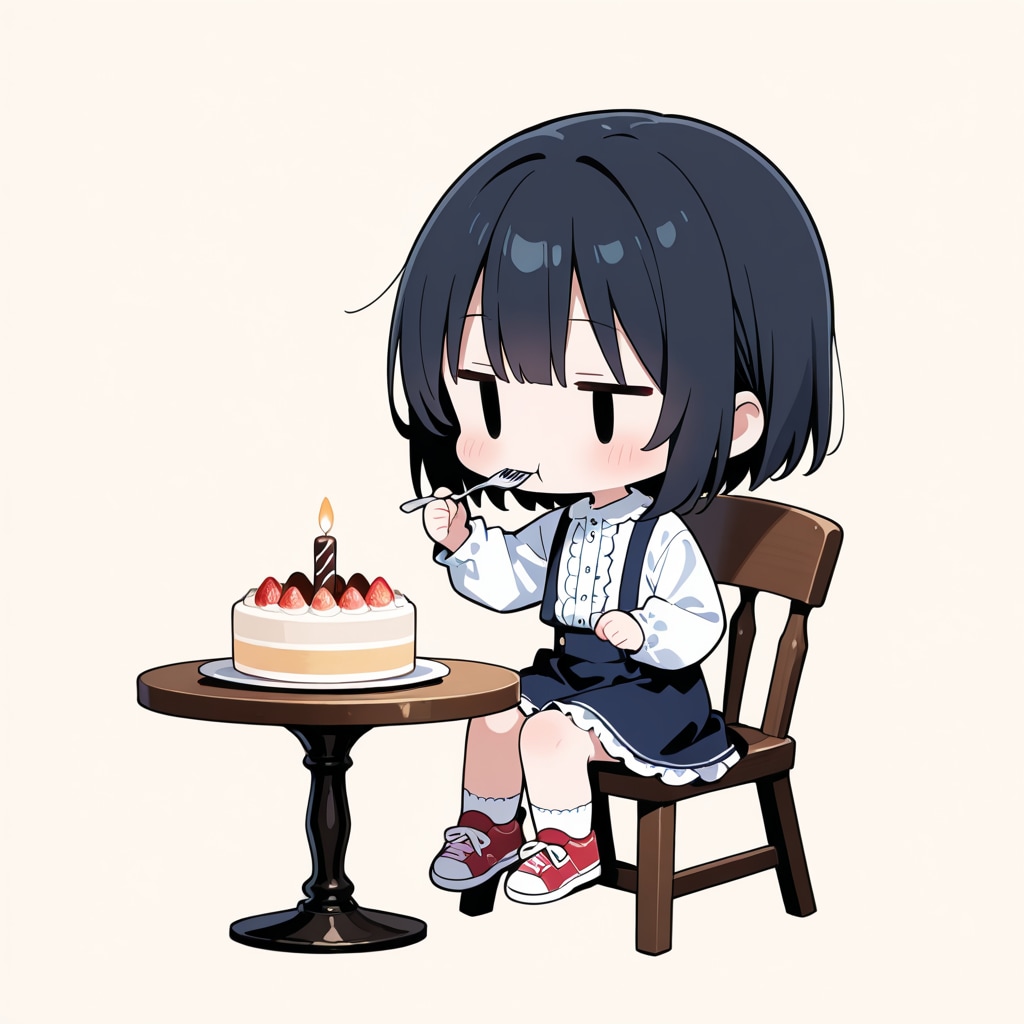 ホールケーキを食べる