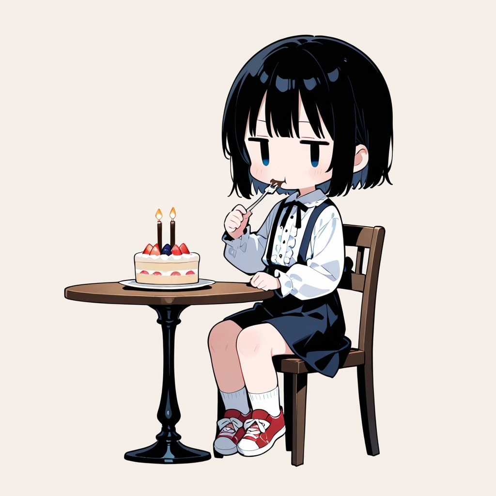 ホールケーキを食べる