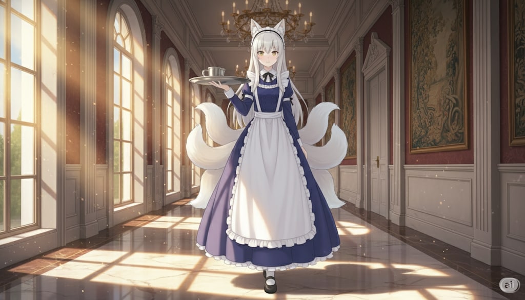 【九尾の久遠】新メイド服（ロングver) | の人気AIイラスト・グラビア