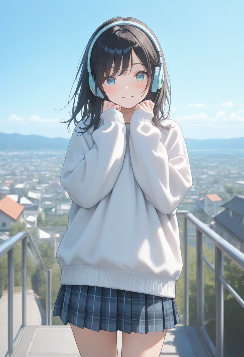 春の街角(ヘッドフォンの少女)(4) | の人気AIイラスト・グラビア