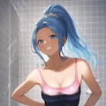 おユキさんの黒ワンピース水着 2枚目