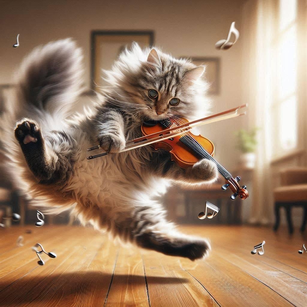 バイオリンを弾く猫