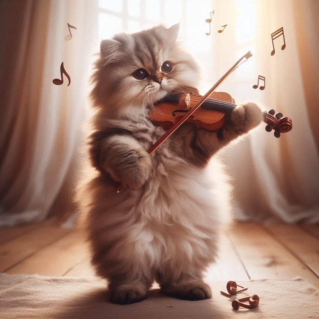 バイオリンを弾く猫