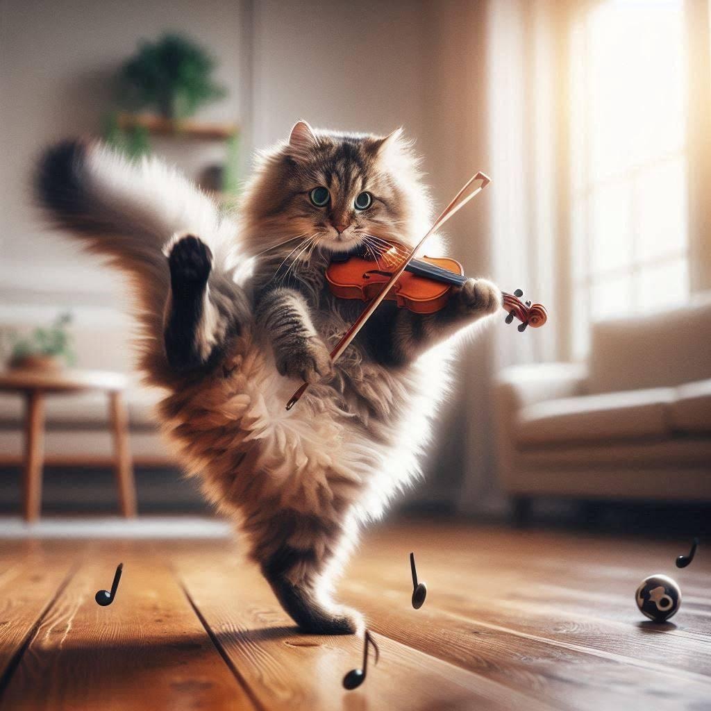 バイオリンを弾く猫