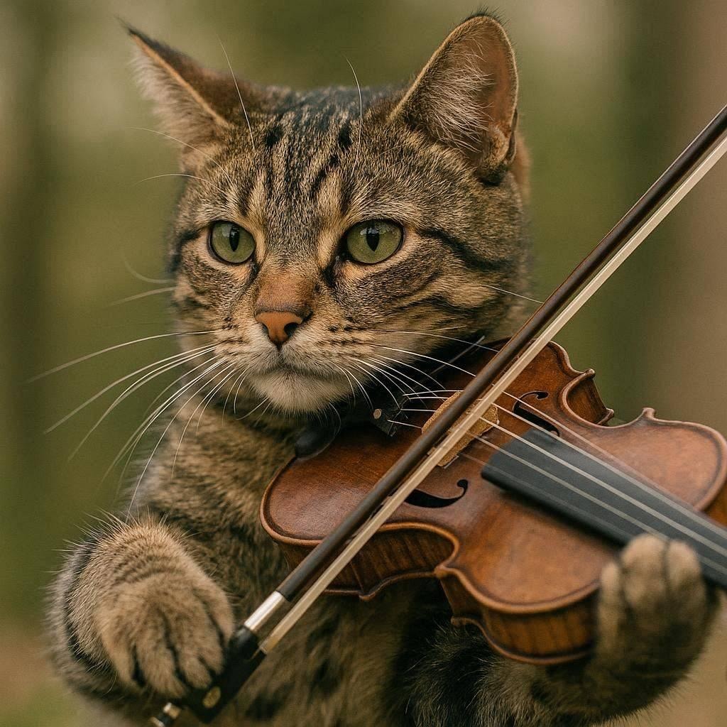 バイオリンを弾く猫