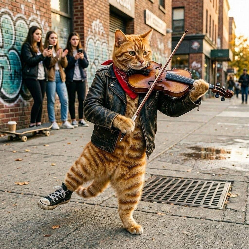 バイオリンを弾く猫