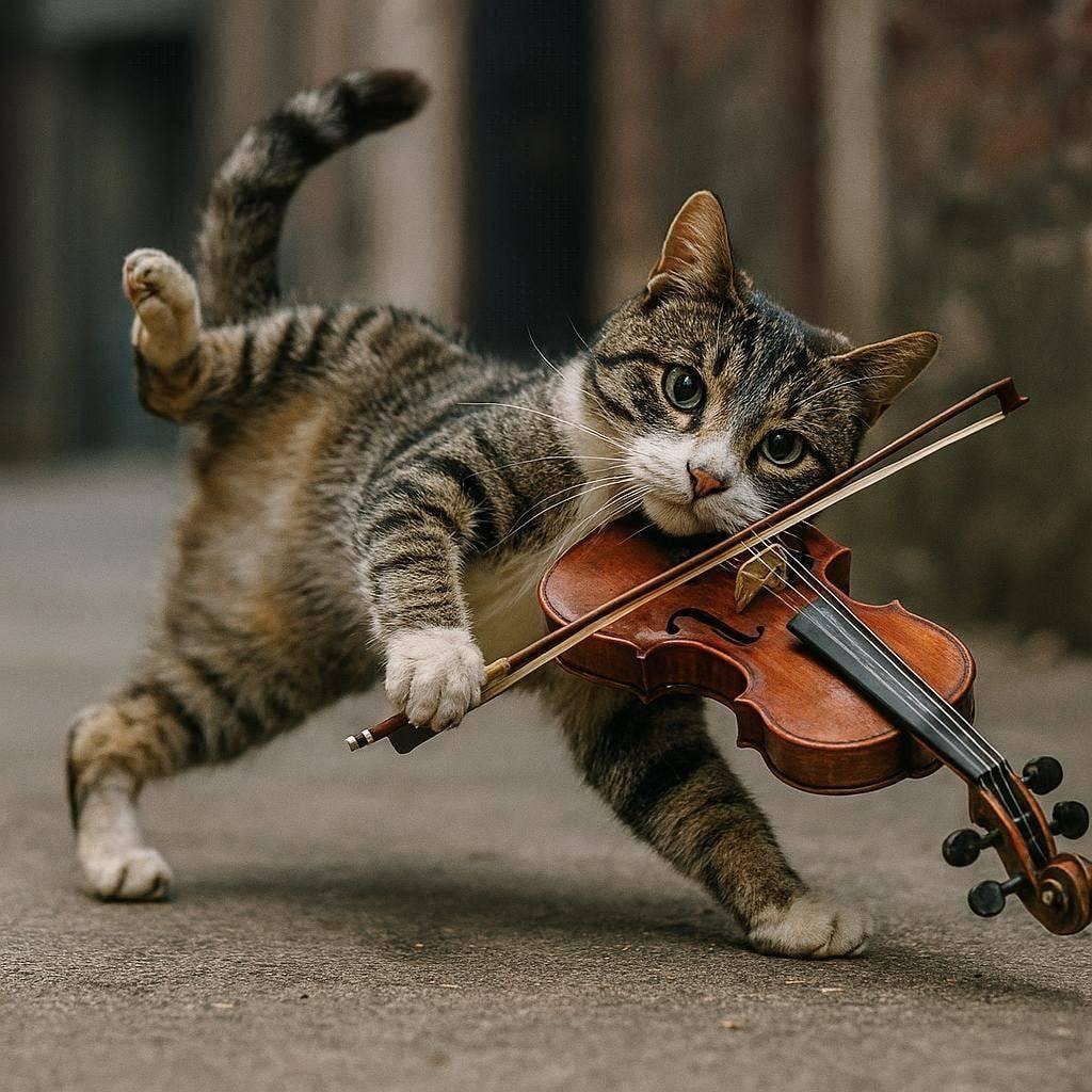 バイオリンを弾く猫