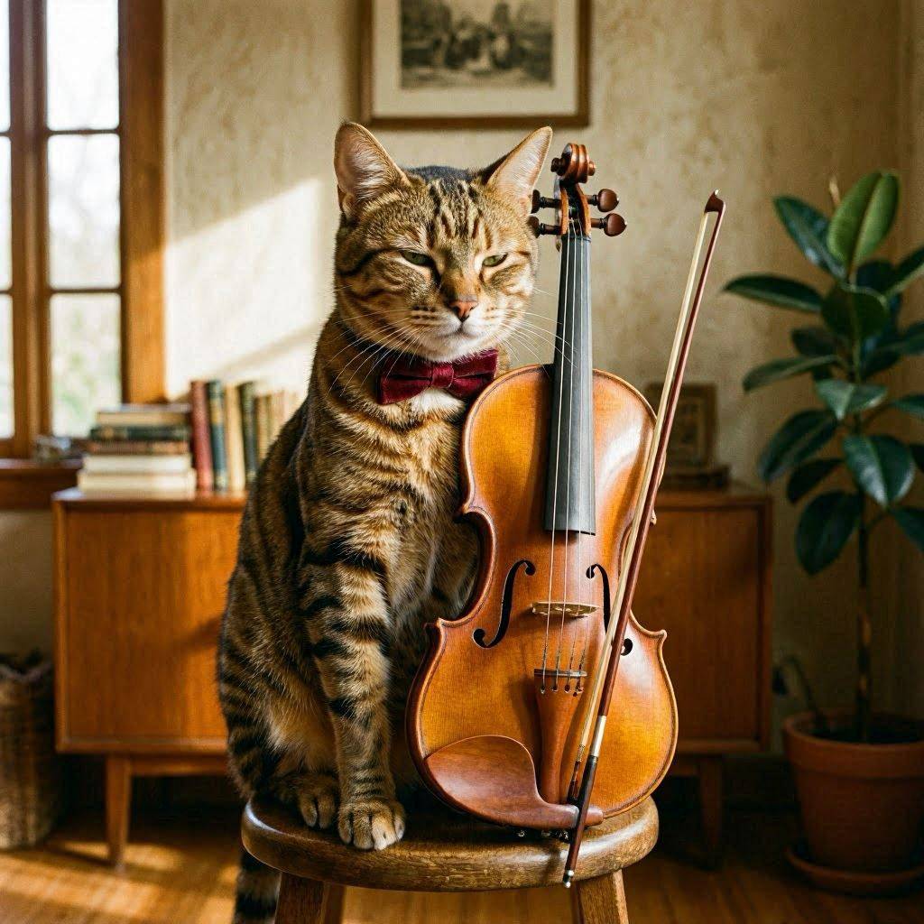 バイオリンを弾く猫