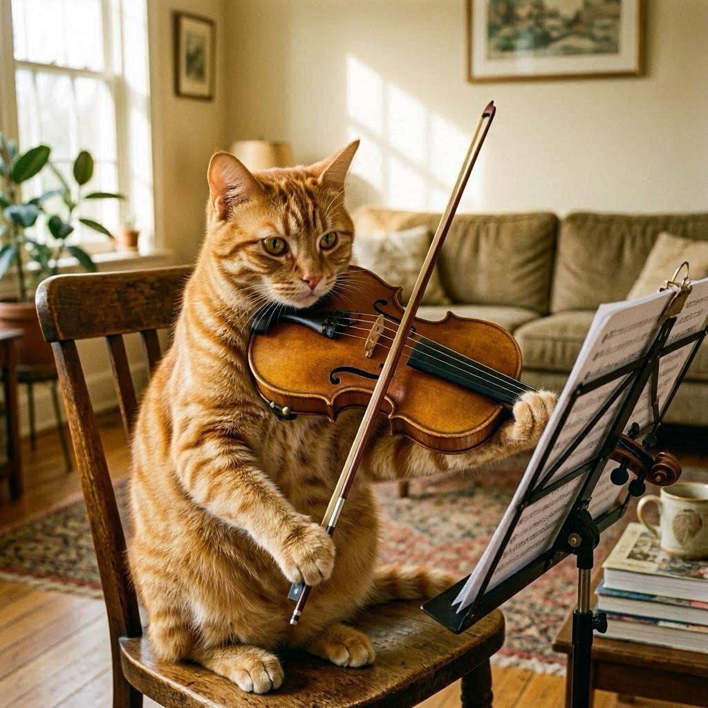 バイオリンを弾く猫