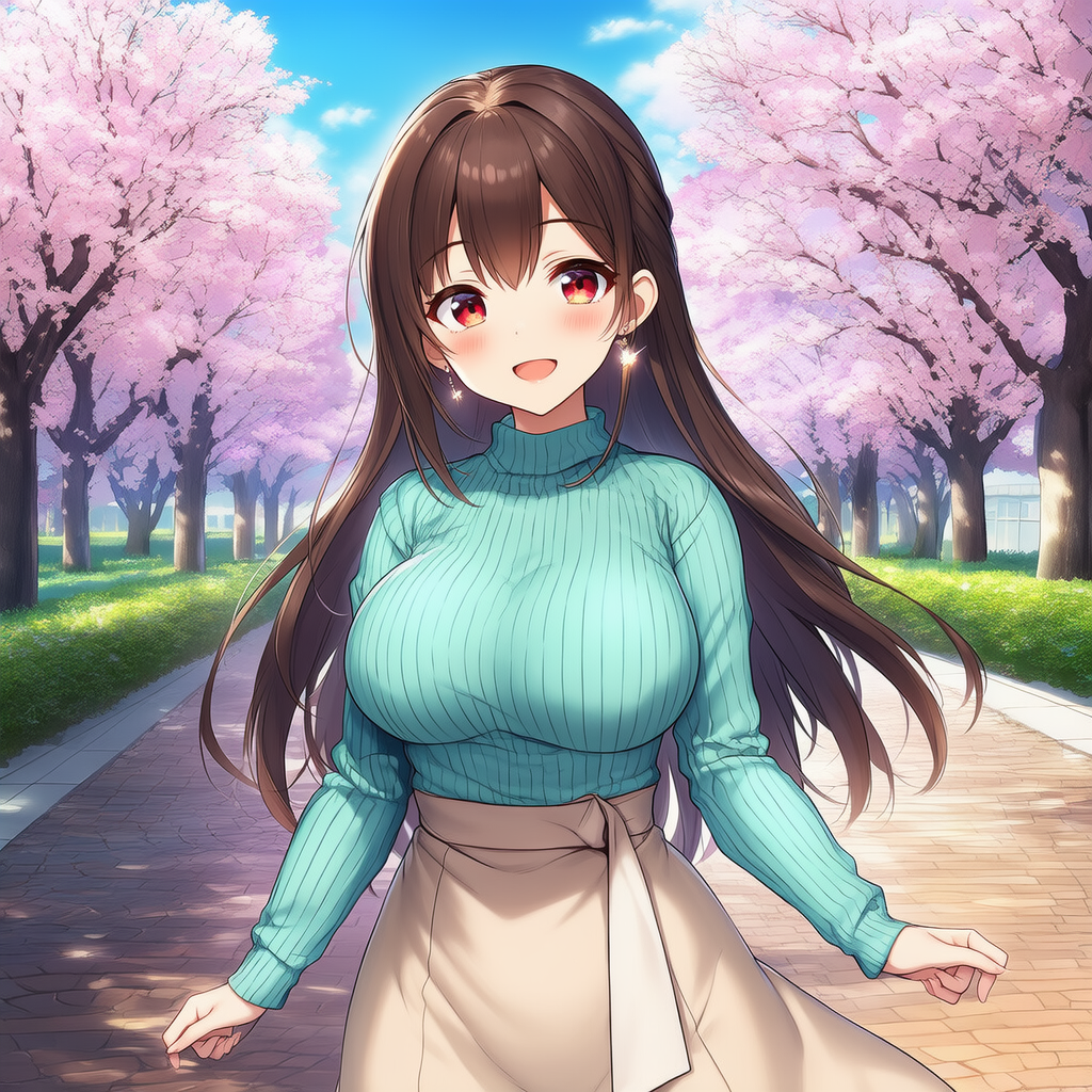 桜並木でお花見 | の人気AIイラスト・グラビア