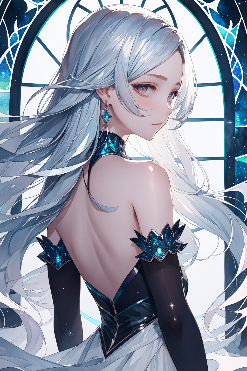 ナイトドレスの銀髪お嬢様