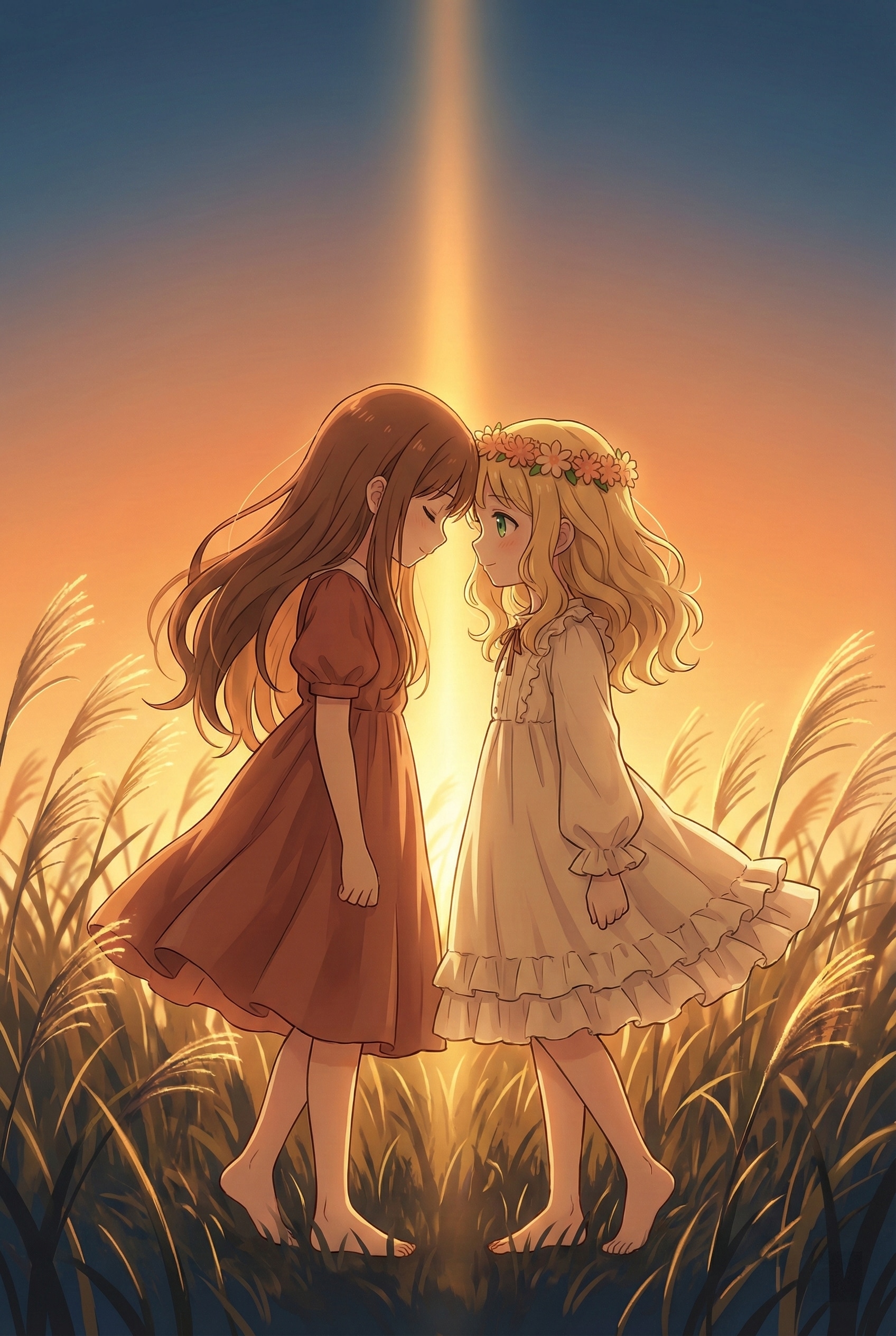 夕映えの穂波に寄り添う | の人気AIイラスト・グラビア