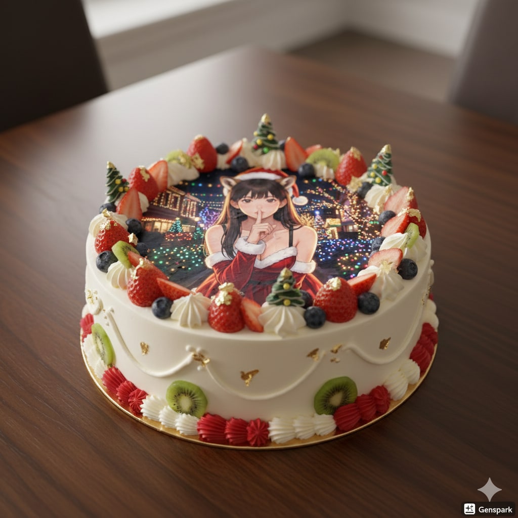 【ケーキデコレーション化】たぬきっく・あす「サンタ」コス・クリスマス仕様