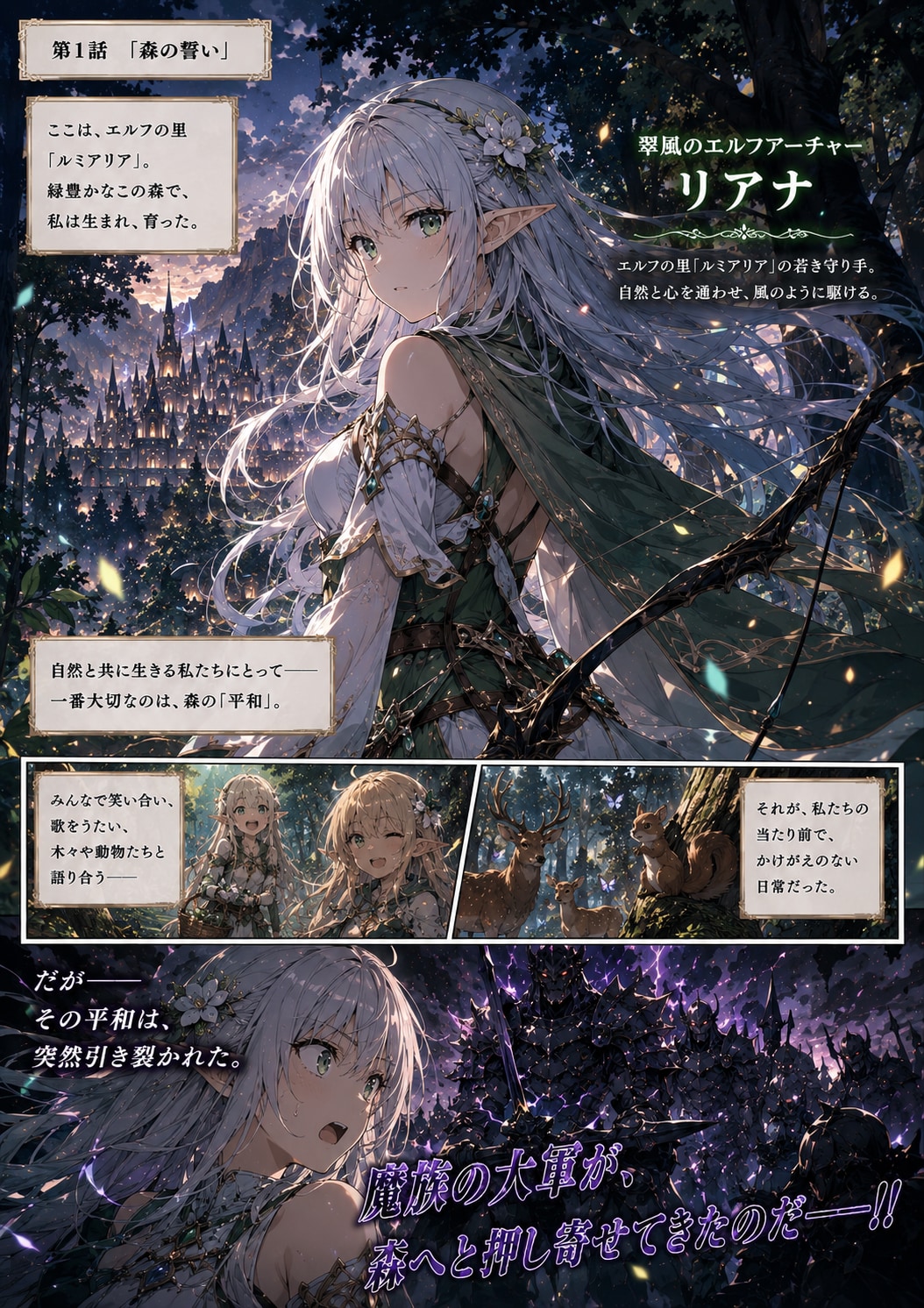 バトルするエルフの女の子