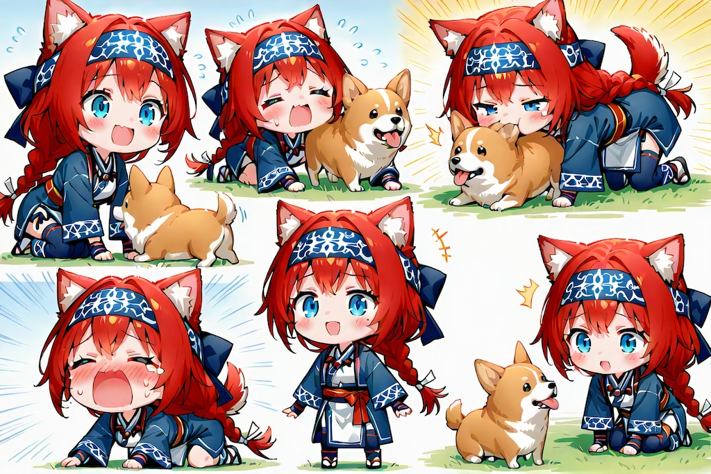 コーギーと戯れるワンコロポックル