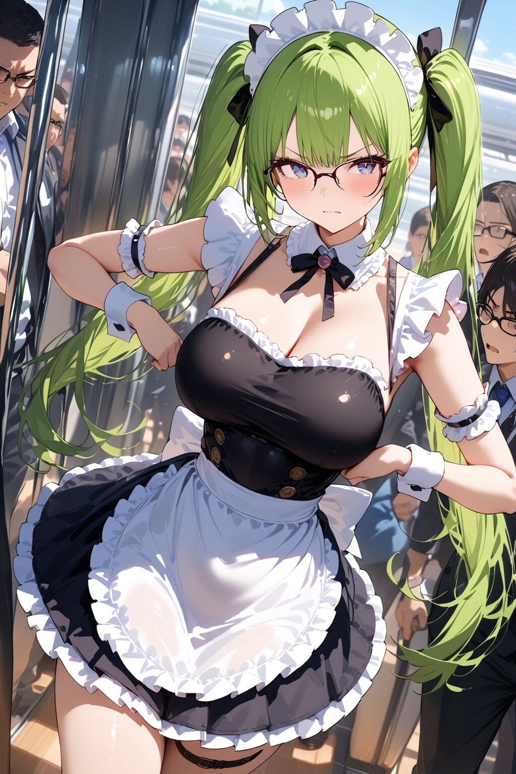 電車でお使い、メイドさん