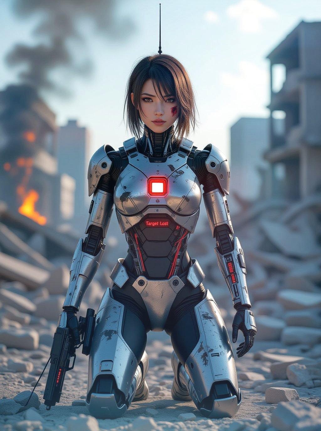 戦場を生き延びた戦闘アンドロイド