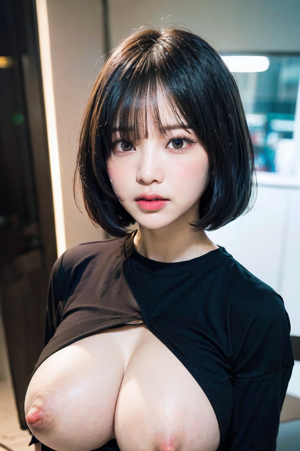 シャツ(?)でポロリ