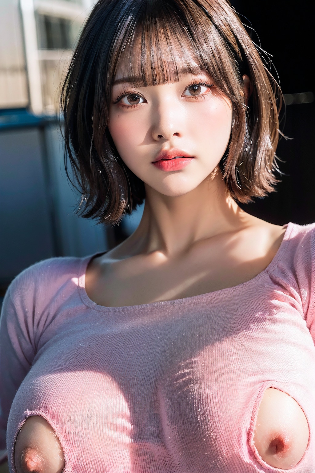シャツ(?)でポロリ