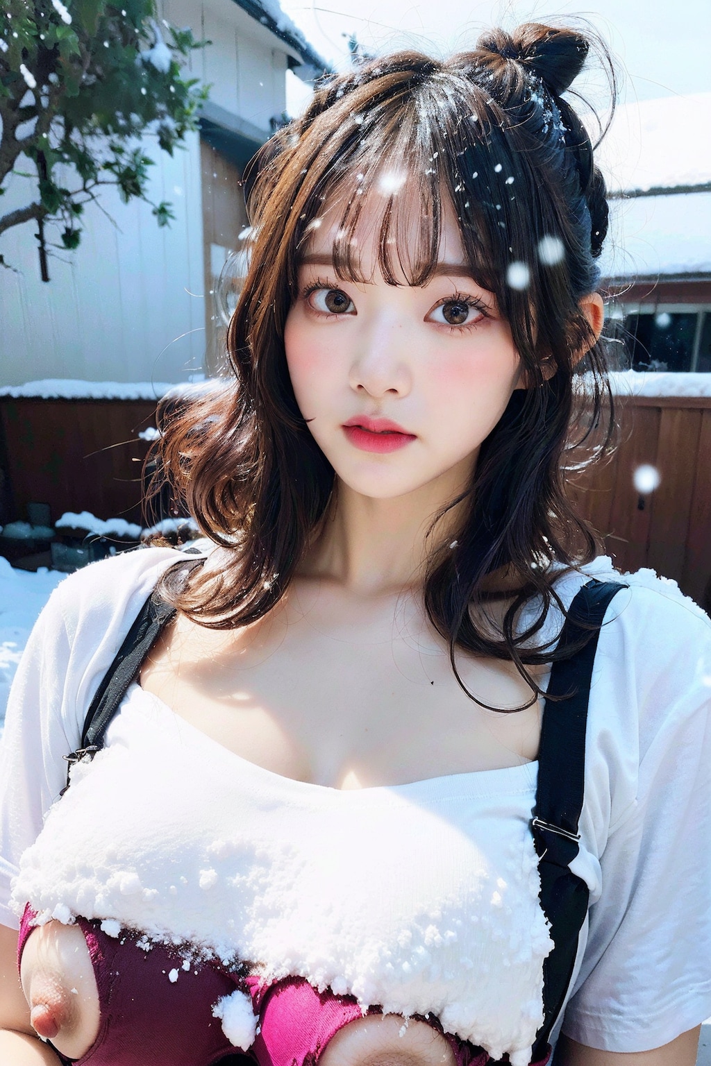 シャツ(?)でポロリ