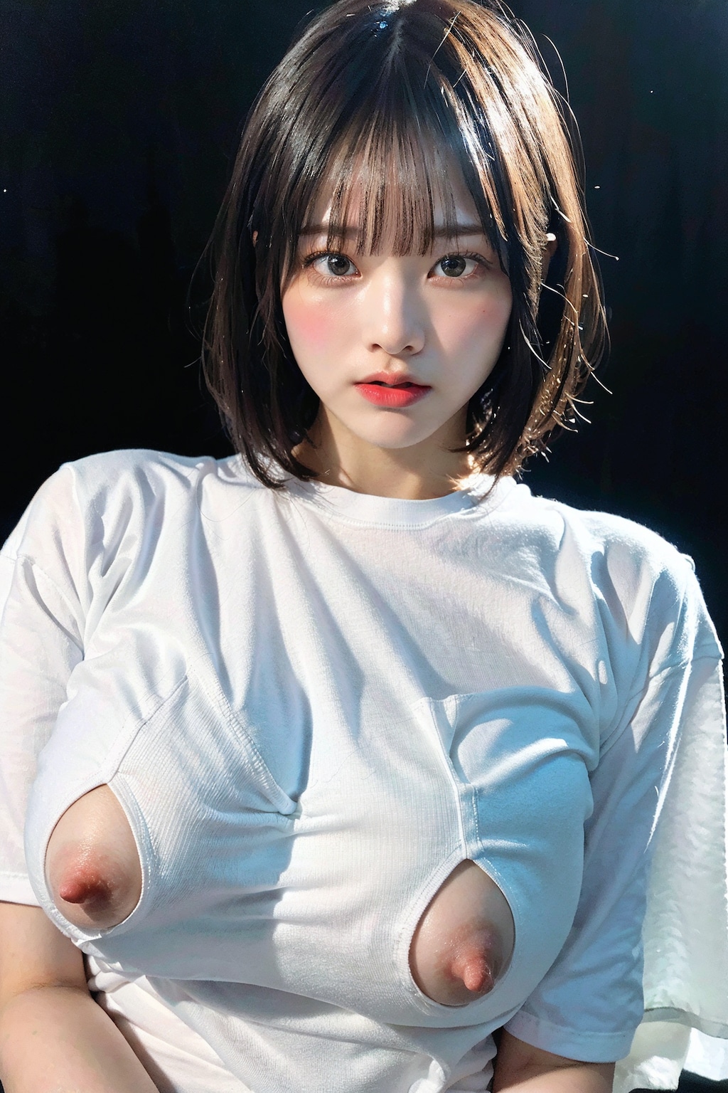 シャツ(?)でポロリ
