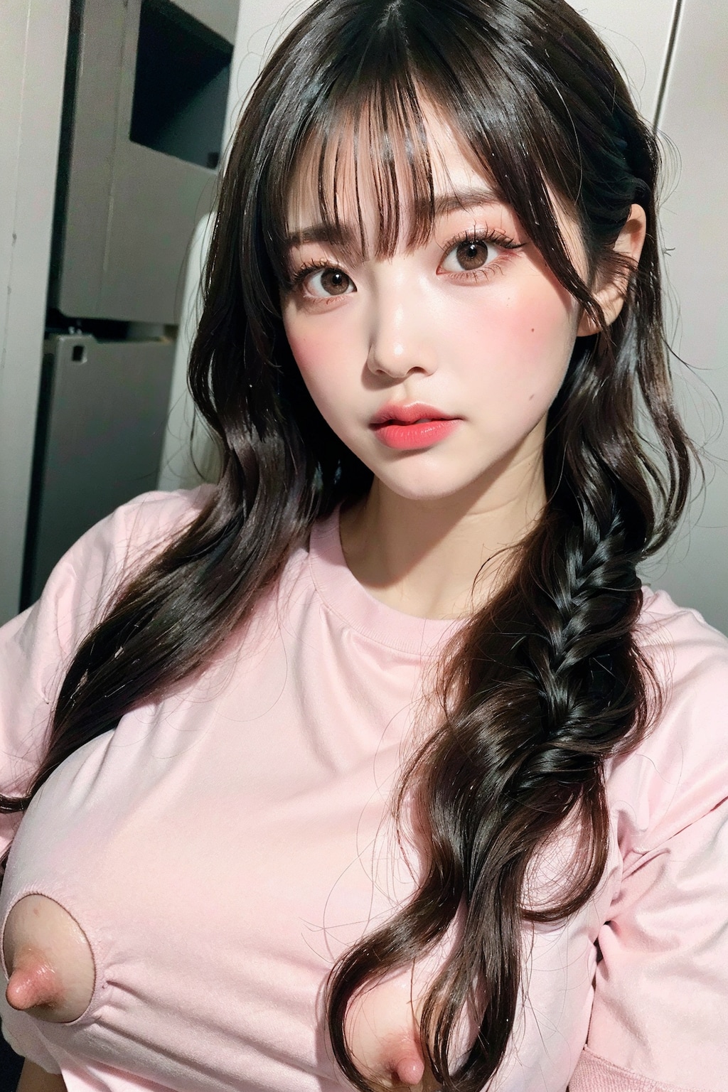 シャツ(?)でポロリ